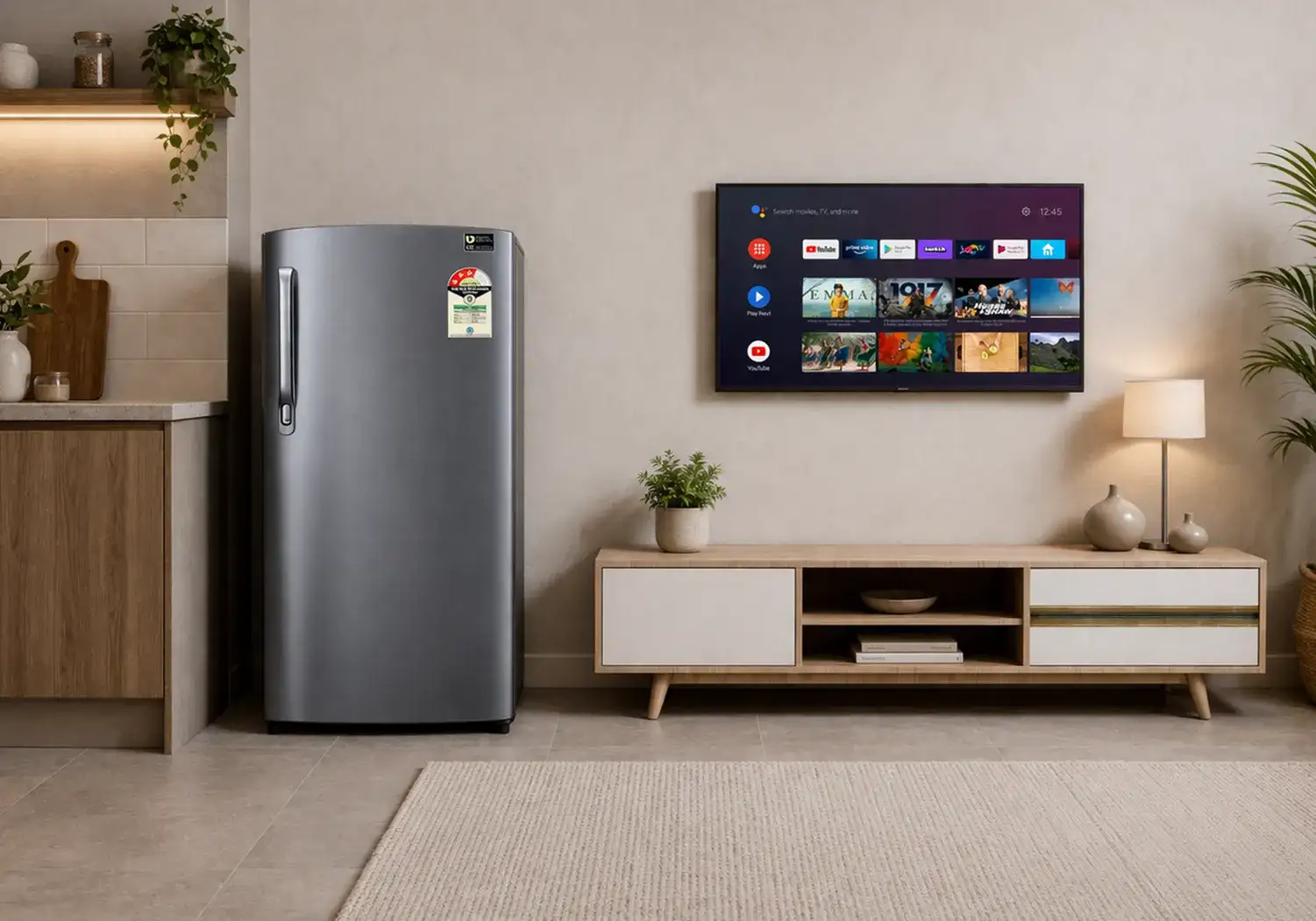 Smart TV 32-Inch & Single Door Fridge Combo